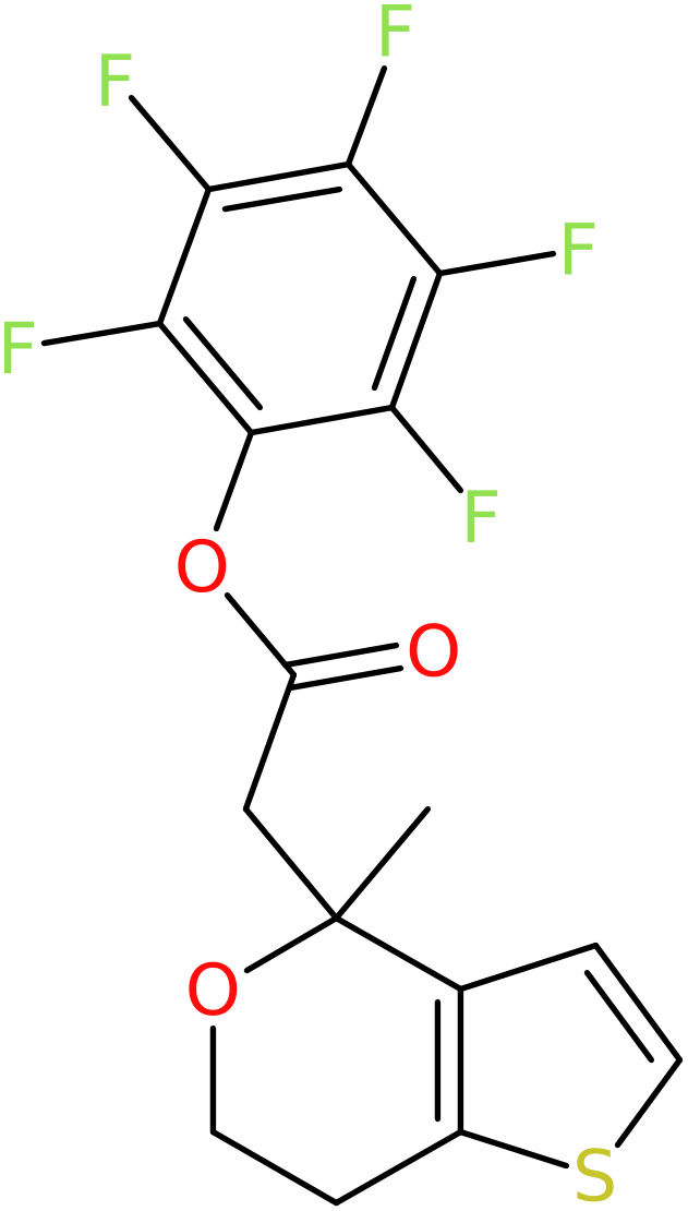 CAS: 916766-89-7 | Pentafluorophenyl (6,7-dihydro-4-methyl-4H-thieno[3,2-c]pyran-4-yl)acetate, >97%, NX68829