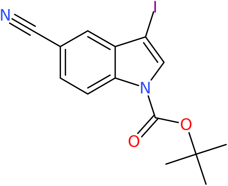 CAS: 864685-26-7 | 5-Cyano-3-iodo-1H-indole, N-BOC protected, >98%, NX64774