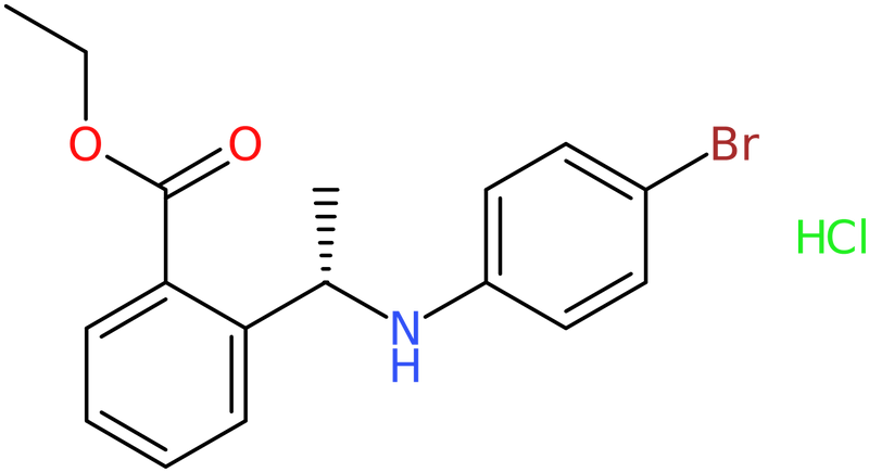 Ethyl 2-[(1S)-1-(4-bromoanilino)ethyl]benzoate hydrochloride, NX74161