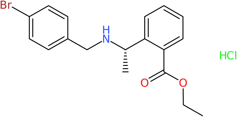 Ethyl 2-[(1S)-1-[(4-bromophenyl)methylamino]ethyl]benzoate hydrochloride, NX74197