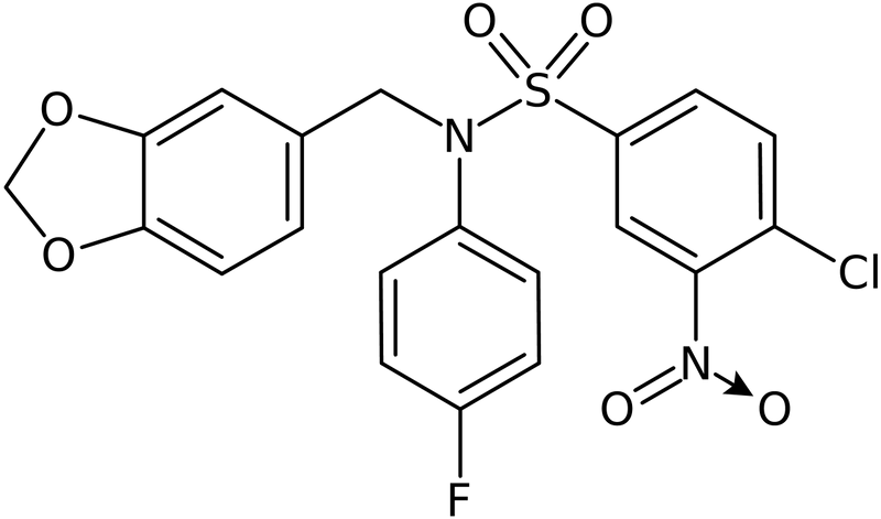 CAS: 216501-69-8 | N-[(1,3-Benzodioxol-5-yl)methyl]-4-chloro-N-(4-fluorophenyl)-3-nitrobenzenesulphonamide, NX34645