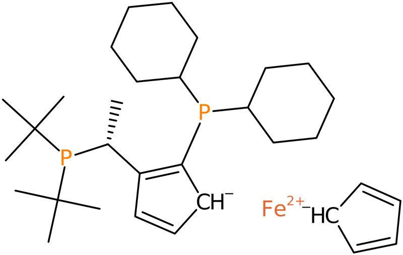 CAS: 158923-11-6 | (2R)-1-[(1R)-1-[Bis(1,1-dimethylethyl)phosphino]ethyl]-2-(dicyclohexylphosphino)ferrocene, >95%, NX26777