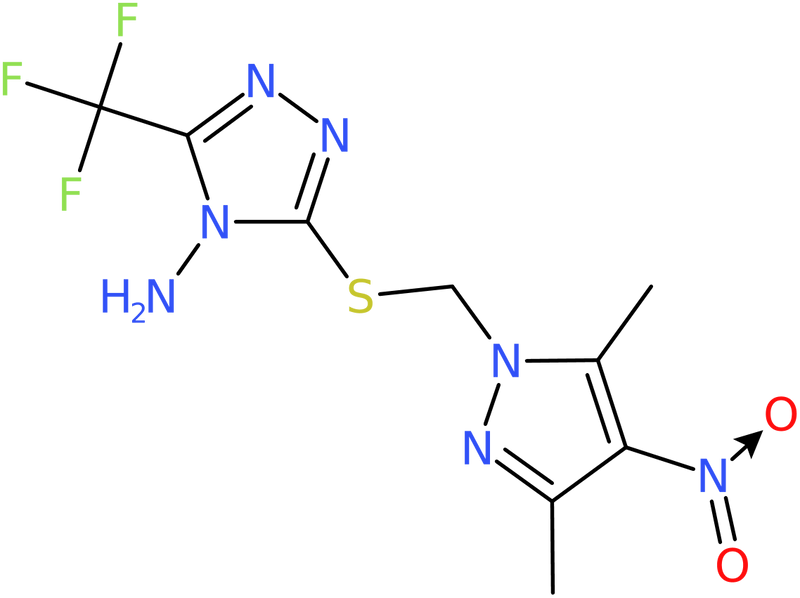 3-{[(3,5-Dimethyl-4-nitro-1H-pyrazol-1-yl)methyl]sulfanyl}-5-(trifluoromethyl)-4H-1,2,4-triazol-4-am, NX74610