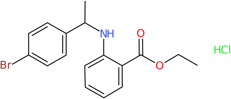 Ethyl 2-[1-(4-bromophenyl)ethylamino]benzoate hydrochloride, NX74258