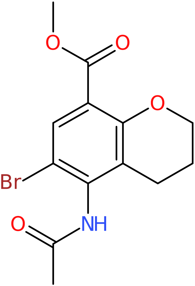 CAS: 941692-26-8 | Methyl 6-bromo-5-acetamido-3,4-dihydro-2H-1-benzopyran-8-carboxylate, NX70069