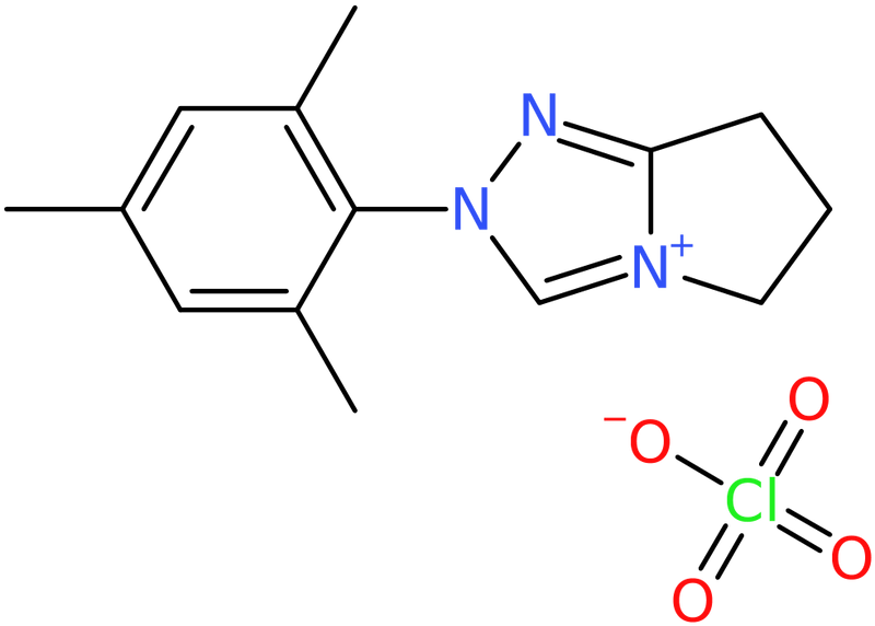 CAS: 1334529-08-6 | 2-(2,4,6-Trimethyl-phenyl)-2,5,6,7-tetrahydro-pyrrolo[2,1-c][1,2,4]triazol-4-ylium perchlorate, NX21349