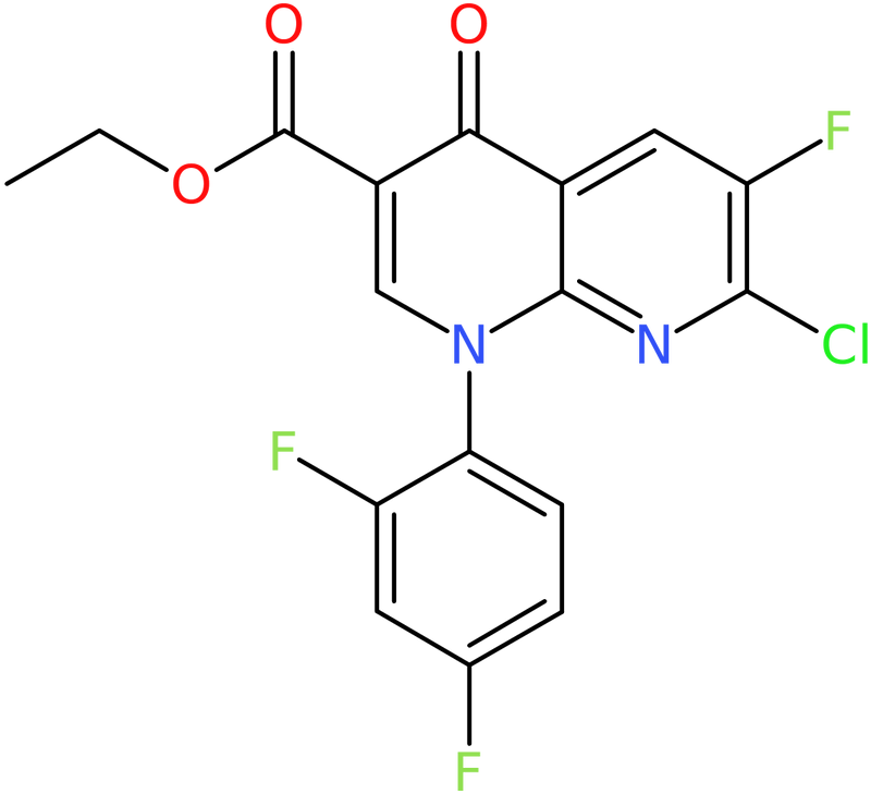 CAS: 100491-29-0 | 7-Chloro-1-(2,4-difluorophenyl)-6-fluoro-1,4-dihydro-4-oxo-1,8-naphthyridine-3-carboxylic acid ethyl, >95%, NX10510