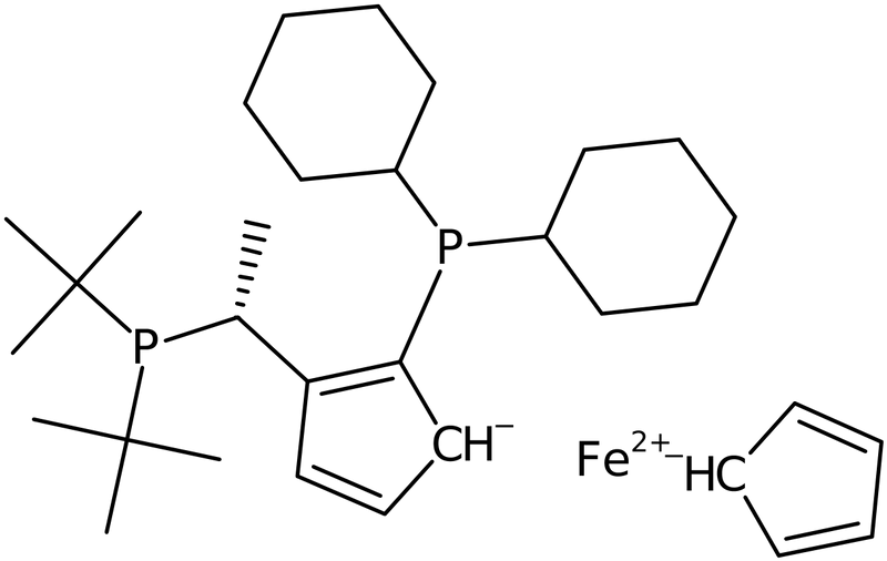 CAS: 158923-11-6 | (2R)-1-[(1R)-1-[Bis(1,1-dimethylethyl)phosphino]ethyl]-2-(dicyclohexylphosphino)ferrocene, >95%, NX26777