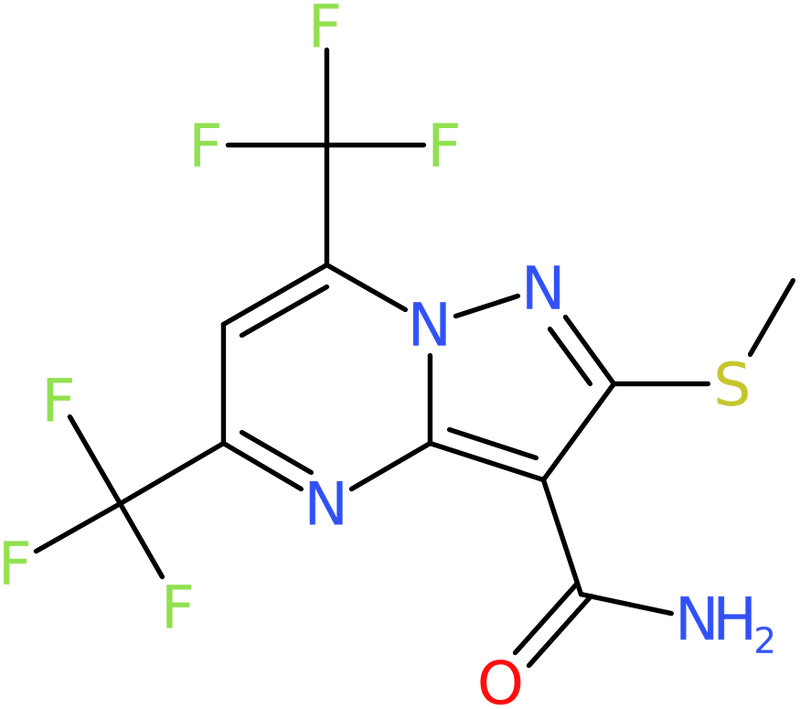 CAS: 175203-36-8 | 5,7-Bis(trifluoromethyl)-2-(methylsulphanyl)pyrazolo[1,5-a]pyrimidine-3-carboxamide, >97%, NX29235