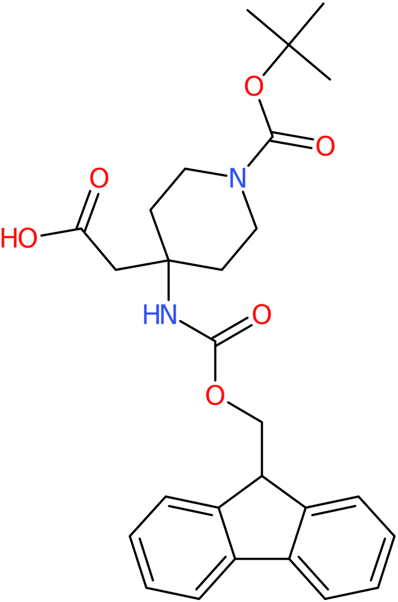 CAS: 946682-26-4 | (4-Aminopiperidin-4-yl)acetic acid, N1-BOC 4-FMOC protected, >98%, NX70356