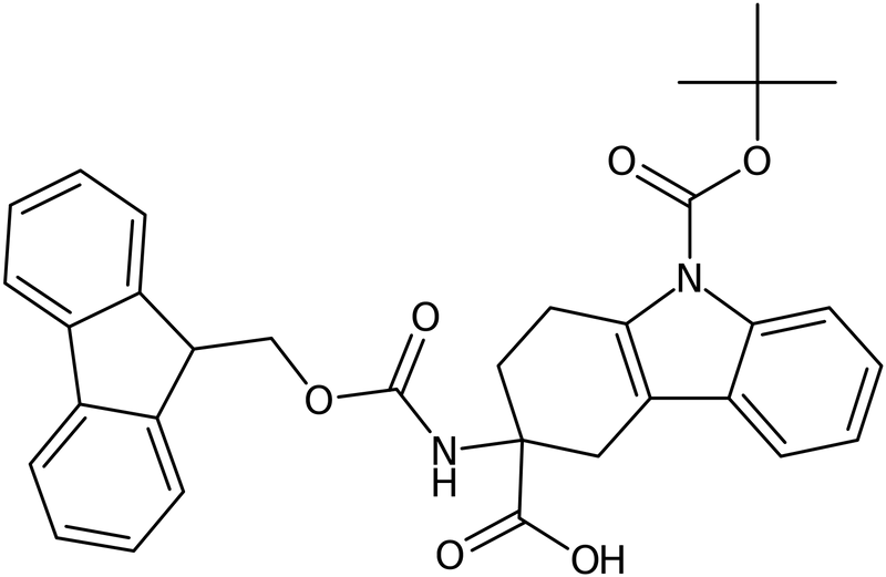 CAS: 1031927-10-2 | 3-Amino-1,2,3,4-tetrahydro-9H-carbazole-3-carboxylic acid, N9-BOC 3-FMOC protected, >97%, NX11835