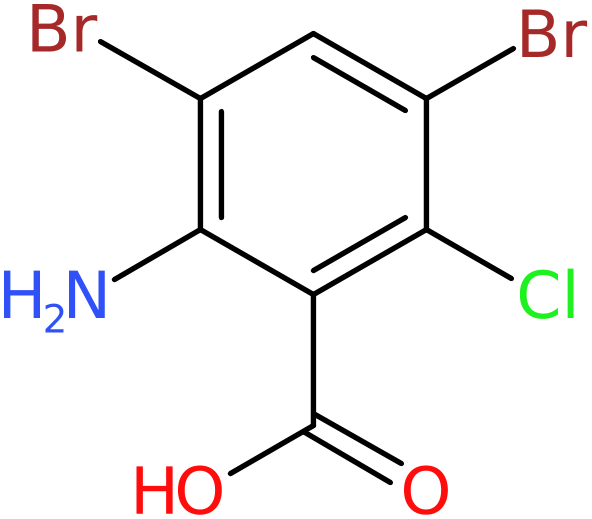 CAS: 143769-25-9 | 2-Amino-6-chloro-3,5-dibromobenzoic acid, >98%, NX24334