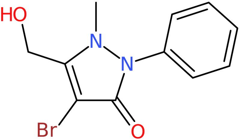 CAS: 81122-69-2 | 4-Bromo-5-(hydroxymethyl)-1-methyl-2-phenyl-1,2-dihydro-3H-pyrazol-3-one, NX62594