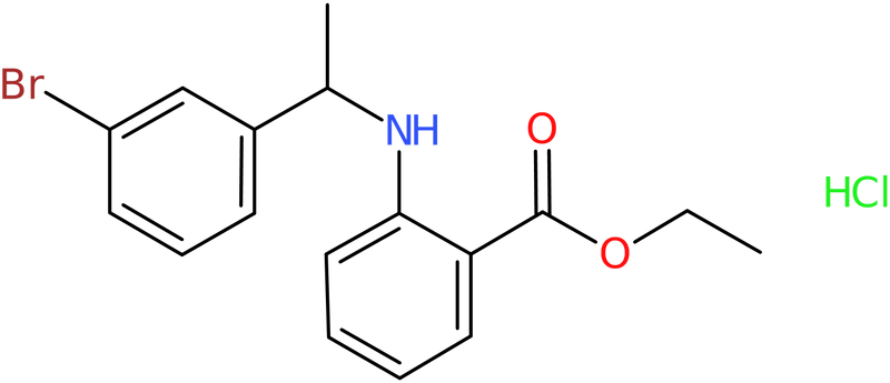 Ethyl 2-[1-(3-bromophenyl)ethylamino]benzoate hydrochloride, NX74256