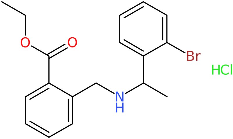 Ethyl 2-[[1-(2-bromophenyl)ethylamino]methyl]benzoate hydrochloride, NX74216