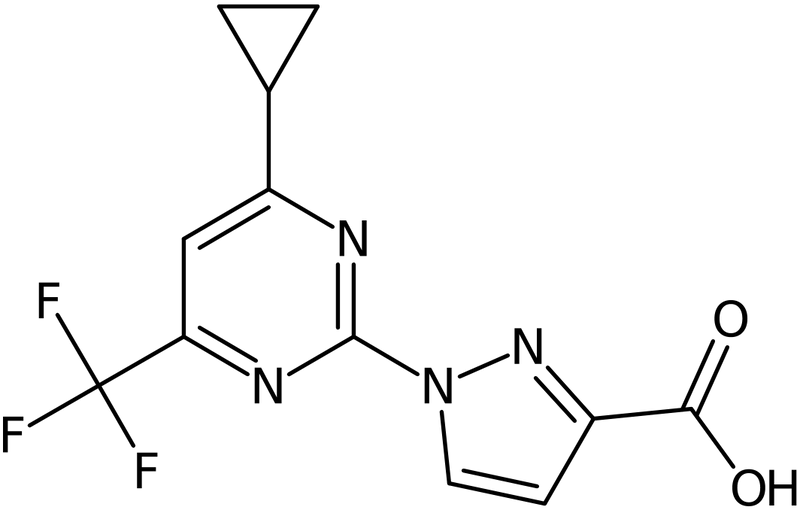 CAS: 1006448-08-3 | 1-[4-Cyclopropyl-6-(trifluoromethyl)pyrimidin-2-yl]-1H-pyrazole-3-carboxylic acid, NX10692