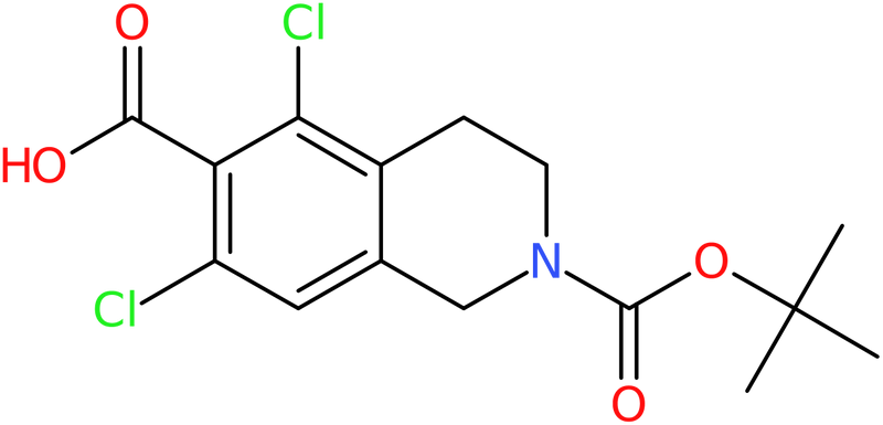 CAS: 851784-82-2 | 2-(tert-Butoxycarbonyl)-5,7-dichloro-1,2,3,4-tetrahydroisoquinoline-6-carboxylic acid, >98%, NX64105